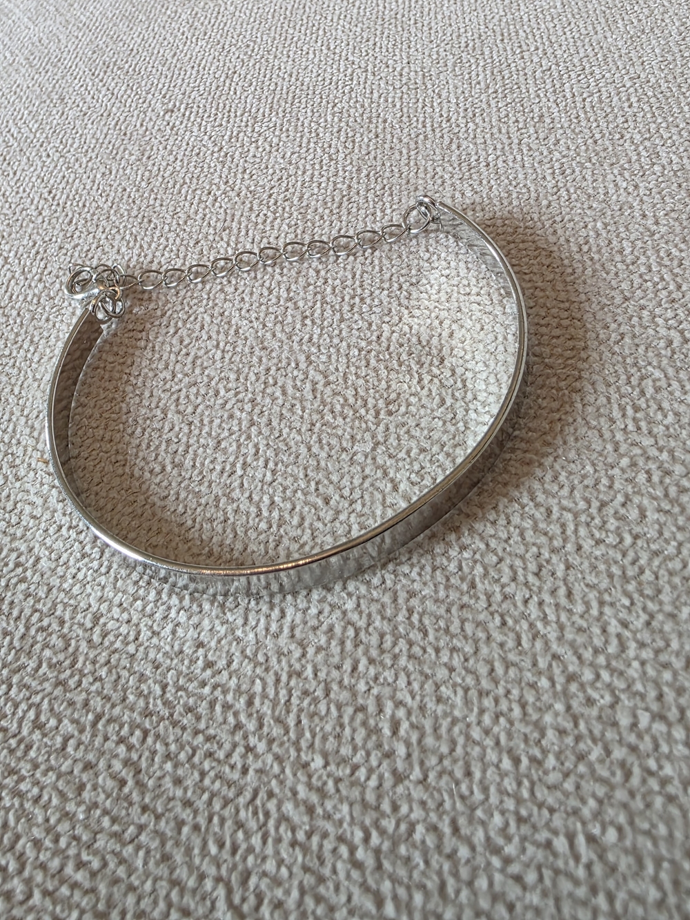 Silver Tone Minimalist Cuff Bracelet Adjustable Chain Bangle